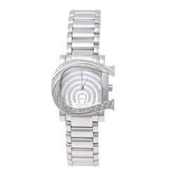 Pre Owned Aigner Mother of Pearl Stainless Steel Genua Due A31600 Women's Wristwatch 31 mm