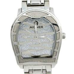 Pre Owned Aigner Silver Stainless Steel Verona A48100 Women's Wristwatch 33 mm