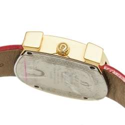 Pre Owned Aigner White Yellow Gold Plated Stainless Steel Leather Genua A31000 Women's Wristwatch 39 mm