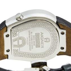 Pre Owned Aigner Mother of Pearl Stainless Steel Leather Cremona A40200 Women's Wristwatch 36 mm