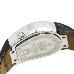 Pre Owned Aigner Mother of Pearl Stainless Steel Leather Cremona A40200 Women's Wristwatch 36 mm