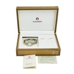 Pre Owned Aigner Mother of Pearl Stainless Steel Ravenna Quadro A02200 Women's Wristwatch 24 mm