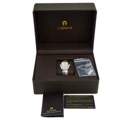 Pre Owned Aigner Mother of Pearl Two Tone Stainless Steel Messina A40200 Women's Wristwatch 29 mm