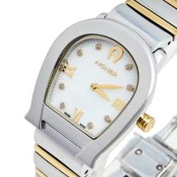 Pre Owned Aigner Mother of Pearl Two Tone Stainless Steel Messina A40200 Women's Wristwatch 29 mm
