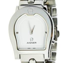 Pre Owned Aigner White Stainless Steel Ravenna A02106 Women's Wristwatch 33 mm