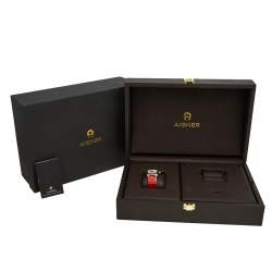 Pre Owned Aigner Mother of Pearl Two Tone Stainless Steel Leather Aosta A59200 Women's Wristwatch 35 mm