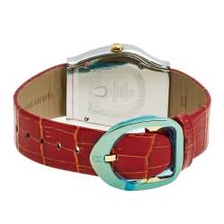 Pre Owned Aigner Mother of Pearl Two Tone Stainless Steel Leather Aosta A59200 Women's Wristwatch 35 mm