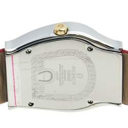 Pre Owned Aigner Mother of Pearl Two Tone Stainless Steel Leather Aosta A59200 Women's Wristwatch 35 mm