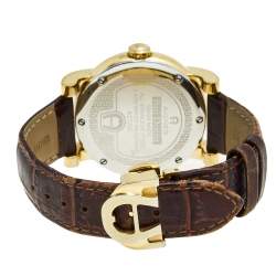 Pre Owned Aigner Mother Of Pearl Gold Plated Stainless Steel Leather Bari Donna A37200 Women's Wristwatch 41 mm