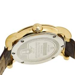 Pre Owned Aigner Mother Of Pearl Gold Plated Stainless Steel Leather Bari Donna A37200 Women's Wristwatch 41 mm