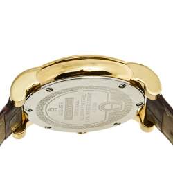 Pre Owned Aigner Mother Of Pearl Gold Plated Stainless Steel Leather Bari Donna A37200 Women's Wristwatch 41 mm