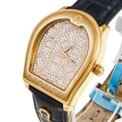 Pre Owned Aigner Metallic Rose Gold Plated Stainless Steel Leather Verona A48000 Women's Wristwatch 39 mm