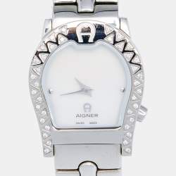 Pre Owned Aigner Mother of Pearl Stainless Steel Ravenna A01200 Women's Wristwatch 24 mm