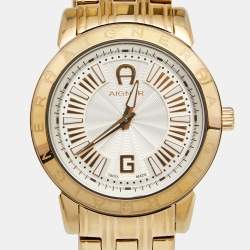 Pre Owned Aigner Silver Gold Plated Stainless Steel Cortina A26300 Women's Wristwatch 36 mm