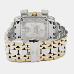 Pre Owned Aigner White Leaves Two-Tone Stainless Steel Genua Due A31600 Women's Wristwatch 31 mm