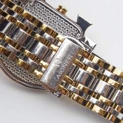 Pre Owned Aigner White Leaves Two-Tone Stainless Steel Genua Due A31600 Women's Wristwatch 31 mm