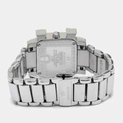 Pre Owned Aigner White Mother of Pearl Stainless Steel Diamonds Genua Due A31600 Women's Wristwatch 31 mm