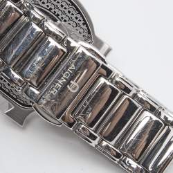 Pre Owned Aigner White Mother of Pearl Stainless Steel Diamonds Genua Due A31600 Women's Wristwatch 31 mm