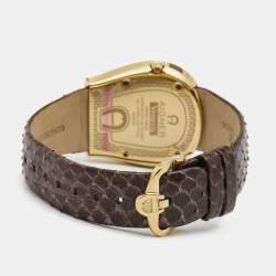 Pre Owned Aigner Brown Gold Plated Stainless Steel Leather Venezia A39200 Women's Wristwatch 36 mm