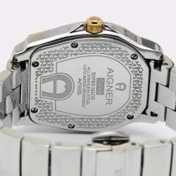 Pre Owned Aigner Mother of Pearl Two Tone Stainless Steel Signa 105200 Women's Wristwatch 33 mm .