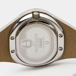 Pre Owned Aigner Silver Stainless Steel Leather Ravello A21200 Women's Wristwatch 34 mm