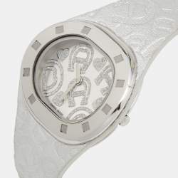 Pre Owned Aigner Silver Stainless Steel Leather Ravello A21200 Women's Wristwatch 34 mm