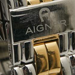 Pre Owned Aigner Mother of Pearl Two Tone Stainless Steel Cesena A132200 Women's 32 mm