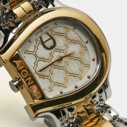 Pre Owned Aigner Mother of Pearl Two Tone Stainless Steel Cesena A132200 Women's 32 mm