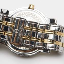 Pre Owned Aigner Mother of Pearl Two Tone Stainless Steel Cortina A26300 Women's Wristwatch 36 mm