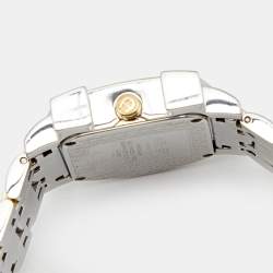 Pre Owned Aigner White Leaves Two-Tone Stainless Steel Genua Due A31600 Women's Wristwatch 31 mm