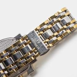 Pre Owned Aigner White Leaves Two-Tone Stainless Steel Genua Due A31600 Women's Wristwatch 31 mm
