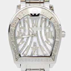 Pre Owned Aigner Mother of Pearl Stainless Steel Verona A48100 Women's Wristwatch 33 mm