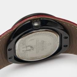مملوكة مسبقًا Aigner Red Black PVD Coated Stainless Steel Leather Ravello Due A21000 Women's Wristwatch 43 mm