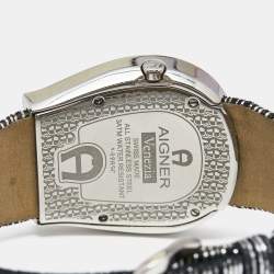 Pre Owned Aigner Mother of Pearl Stainless Steel Leather Venezia A39200 Women's Wristwatch 36 mm