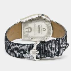 Pre Owned Aigner Mother of Pearl Stainless Steel Leather Venezia A39200 Women's Wristwatch 36 mm