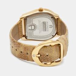 Pre Owned Aigner Gold Plated Stainless Steel Leather Verona A48000 Women's Wristwatch 39 mm