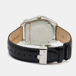 Pre Owned Aigner Silver Stainless Steel Leather Viterbo A10100 Men's Wristwatch 40 mm