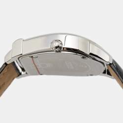 Pre Owned Aigner Silver Stainless Steel Leather Viterbo A10100 Men's Wristwatch 40 mm