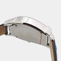 Pre Owned Aigner Silver Stainless Steel Leather Viterbo A10100 Men's Wristwatch 40 mm