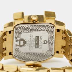 Pre Owned Aigner White Gold Plated Stainless Steel Genua Due A31600 Women's Wristwatch 34 mm