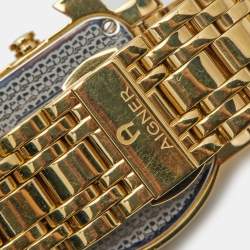 Pre Owned Aigner White Gold Plated Stainless Steel Genua Due A31600 Women's Wristwatch 34 mm