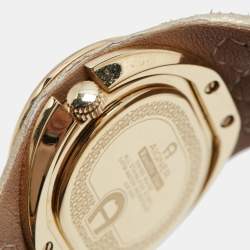 Aigner Cream Gold Plated Stainless Steel Diamond Ravello Due A21000 Women's Wristwatch 43 mm