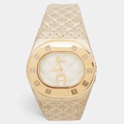 Aigner Cream Gold Plated Stainless Steel Diamond Ravello Due A21000 Women's Wristwatch 43 mm