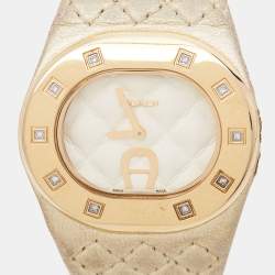Aigner Cream Gold Plated Stainless Steel Diamond Ravello Due A21000 Women's Wristwatch 43 mm
