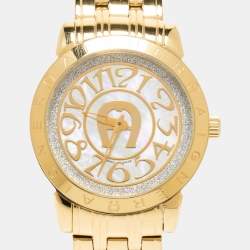 Aigner Mother of Pearl Gold Plated Stainless Steel Cortina A23600 Women's Wristwatch 36 mm