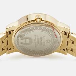 Pre Owned Aigner Mother of Pearl Gold-Plated Stainless Steel Cortina Earring Necklace Set A26300 Women's Wristwatch 36 mm