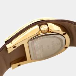 Pre Owned Aigner Mother of Pearl Gold Plated Stainless Steel Leather Capri III A19200 Women's Wristwatch  30 mm