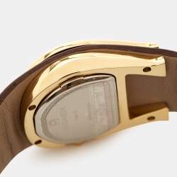 Pre Owned Aigner Mother of Pearl Gold Plated Stainless Steel Leather Capri III A19200 Women's Wristwatch  30 mm