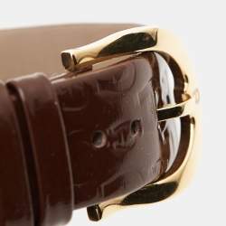 Pre Owned Aigner Mother of Pearl Gold Plated Stainless Steel Leather Capri III A19200 Women's Wristwatch  30 mm