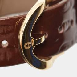 Pre Owned Aigner Mother of Pearl Gold Plated Stainless Steel Leather Capri III A19200 Women's Wristwatch  30 mm